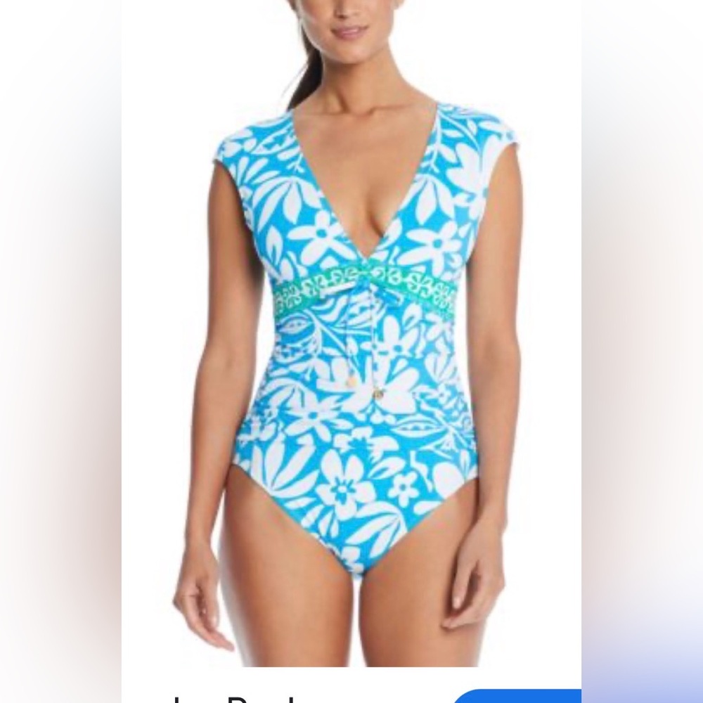 Bleu by Rod Beattie Blue & White Floral One Piece Swimsuit